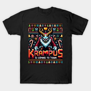 Krampus 8-bit Xmas Funny Christmas Ugly Retro T-Shirt